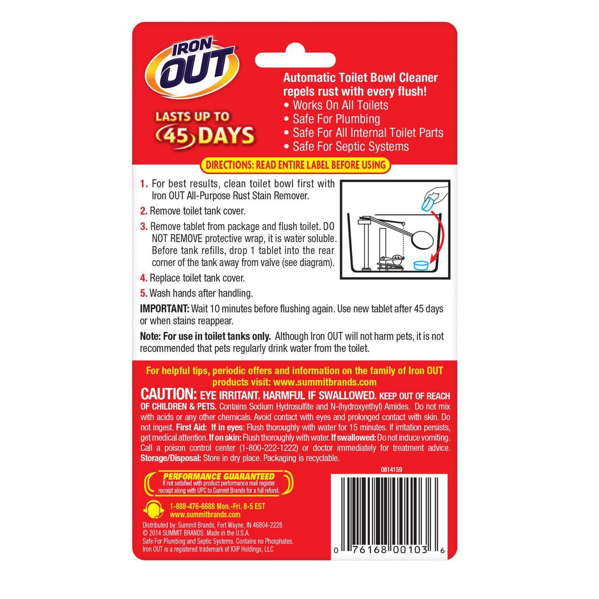 IronOut Pine Scent Toilet Bowl Cleaner 2.1 oz Powder HiPro Ace