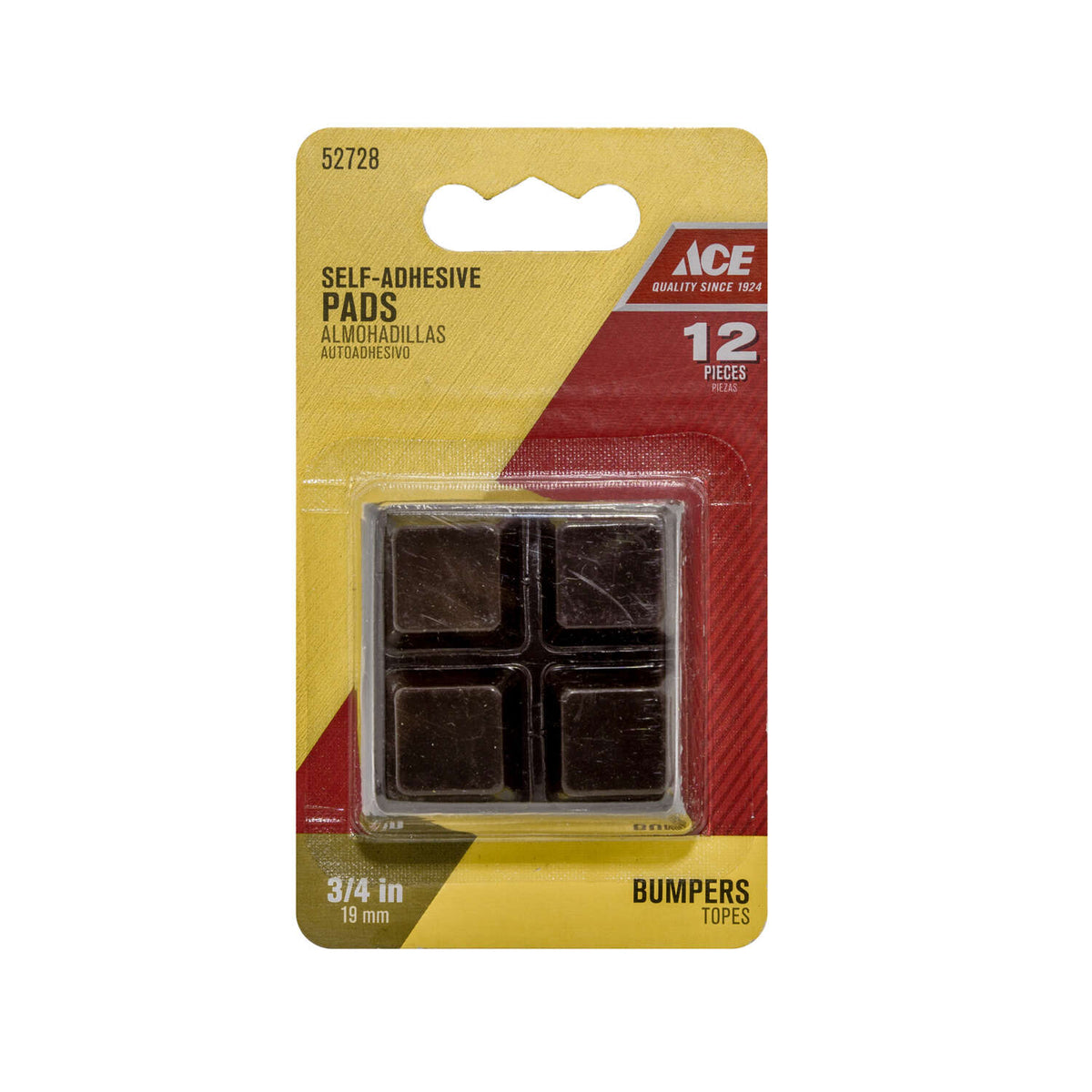 Ace Vinyl Self Adhesive Bumper Pad Brown Square 3/4 in. W X 3/4 in. L