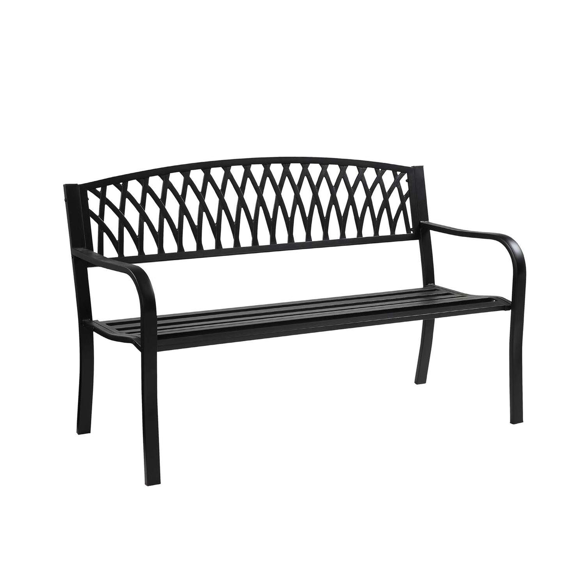 Living Accents Black Cast Iron Grass Back Park Bench 33.46 in. H X 50