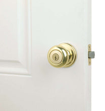 Load image into Gallery viewer, Kwikset SmartKey Juno Polished Brass Entry Lockset ANSI/BHMA Grade 2 KW1 1-3/4 in.