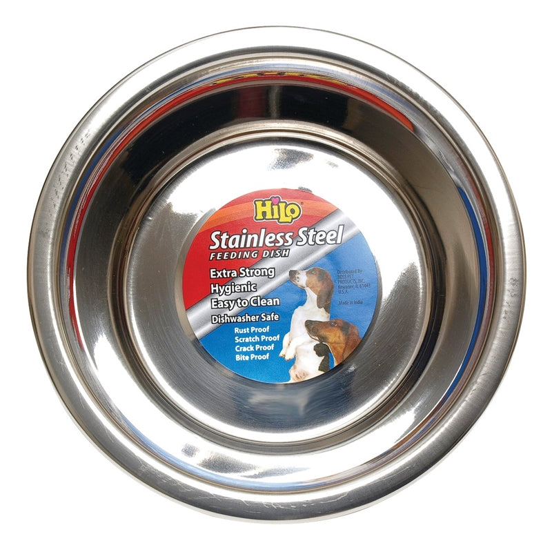 HiLo 56620 Pet Feeding Dish, M, 2 qt Capacity, Stainless Steel