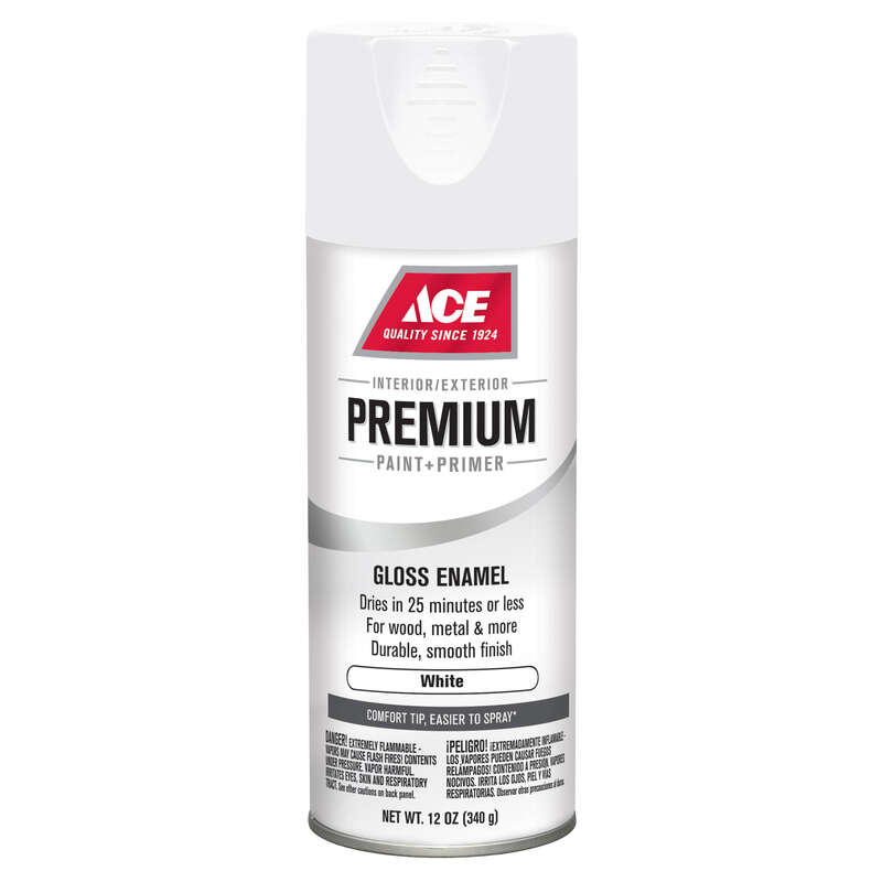 Ace Premium Gloss White Enamel Spray Paint 12 oz HiPro Ace Supercentre