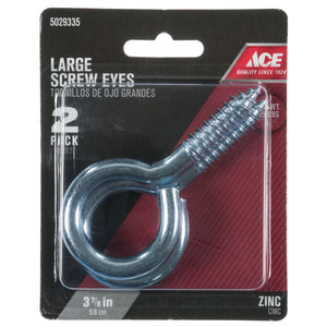 Ace 7/16 in. D X 3-7/8 in. L Zinc-Plated Steel Screw Eye 325 lb. cap. 2 pk
