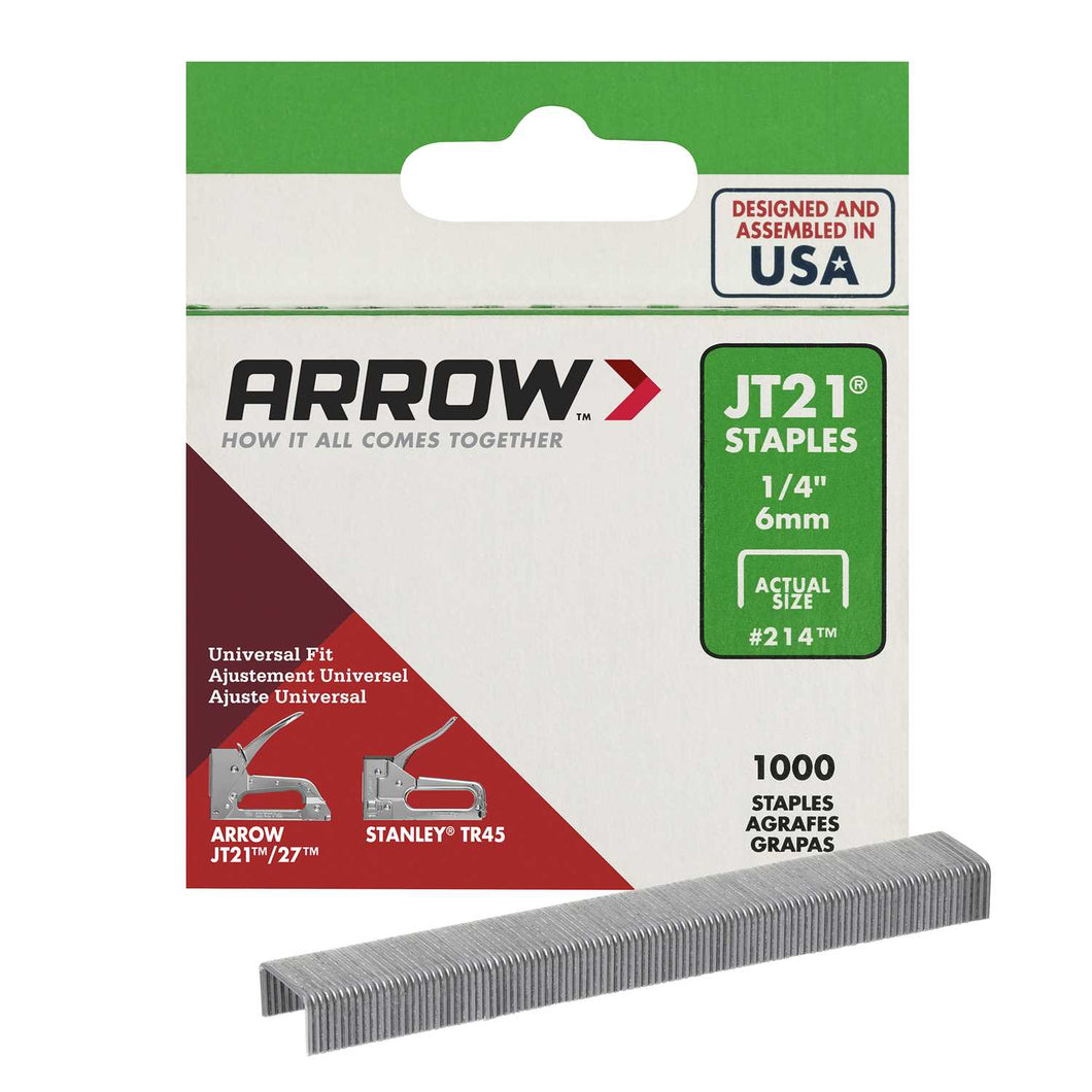 Arrow Fastener 1/4 in. L x 7/16 in. W Galvanized Steel Wide Crown Light Duty Staples 23 Ga. 1000