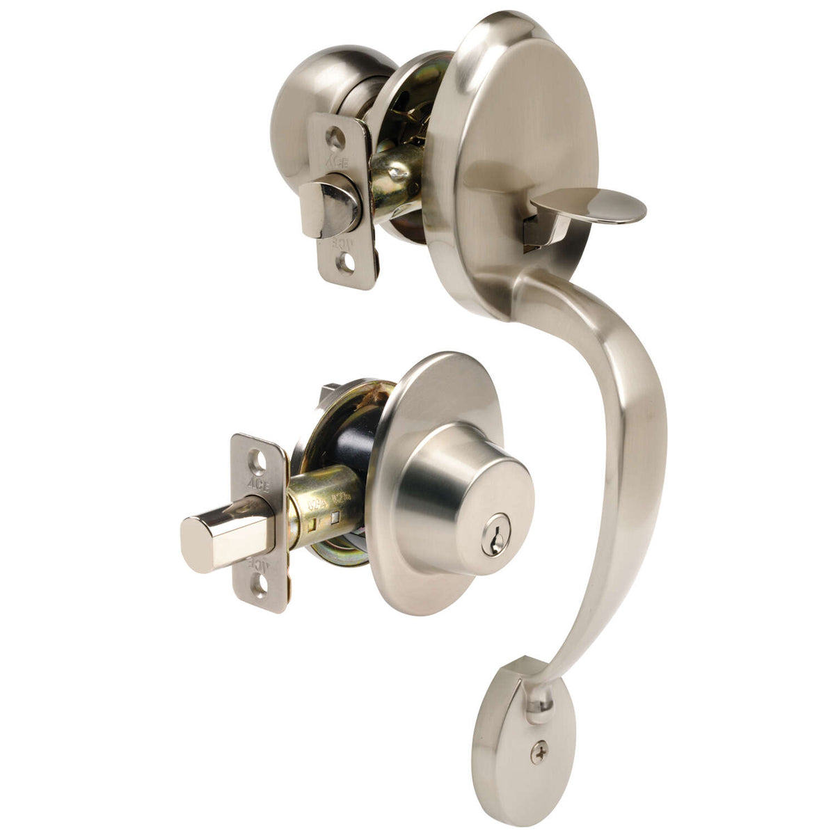 Ace Colonial Satin Nickel Entry Handleset ANSI Grade 2 1-3/4 in. Ace Colonial Satin Nickel Entry Handleset ANSI Grade 2 1-3/4 in.