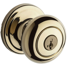 Load image into Gallery viewer, Kwikset SmartKey Juno Polished Brass Entry Lockset ANSI/BHMA Grade 2 KW1 1-3/4 in.