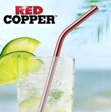 Load image into Gallery viewer, Red Copper Reusable Drinking Straws - 8 Pack