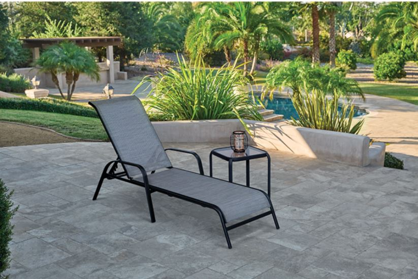 Living Accents Roscoe Black Steel Sling Chaise Lounge HiPro Ace