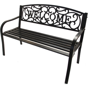 Living Accents Park Bench Welcome 50.5" W X 23.5" D X 33.5" H Cast Iron