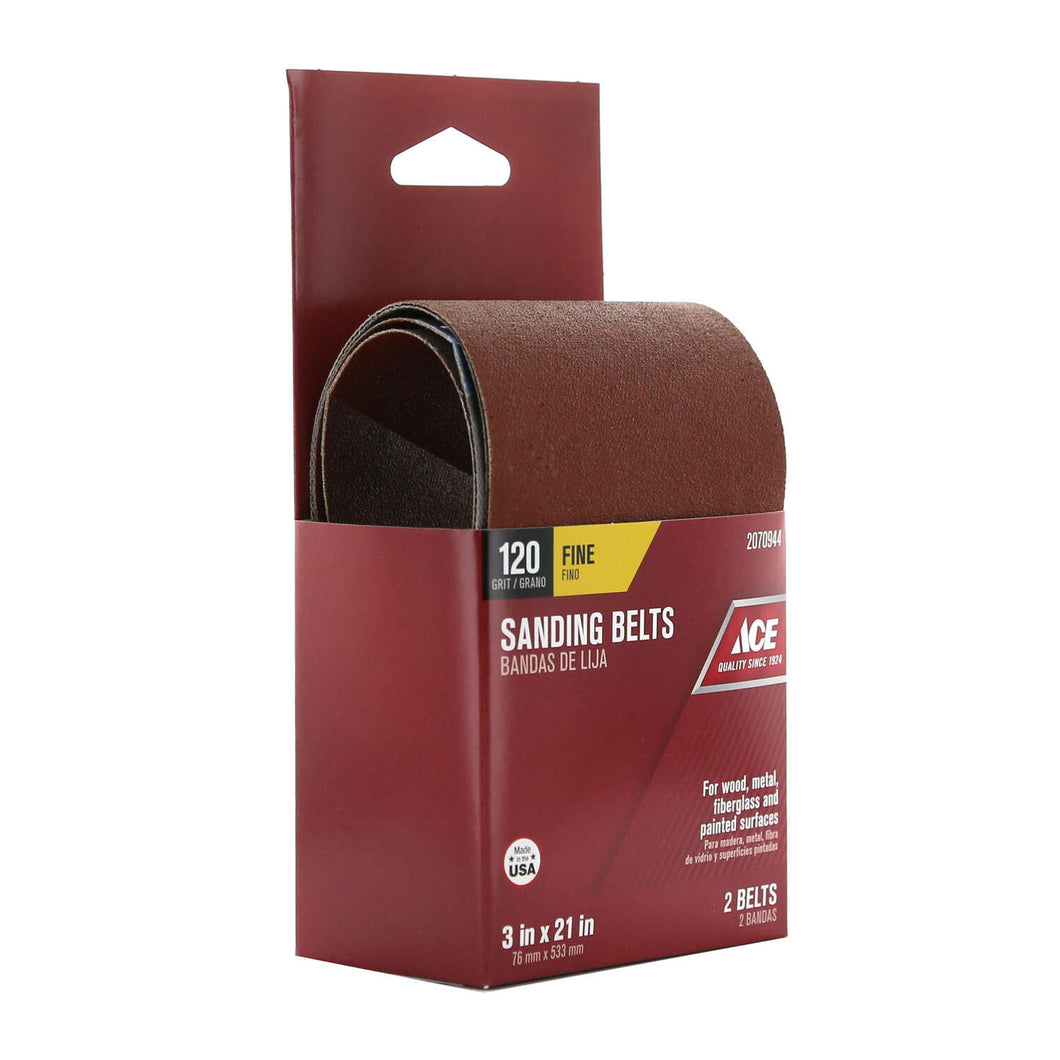 Ace 21 in. L X 3 in. W Aluminum Oxide Sanding Belt 120 Grit Fine 2