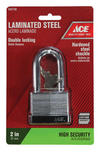 Load image into Gallery viewer, Ace 1-1/2 in. H X 2 in. W X 1-1/16 in. L Laminated Steel Double Locking Padlock