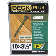 Load image into Gallery viewer, Deck Plus No. 10 X 3-1/2 in. L Green Star Flat Head Exterior Deck Screws 1 lb