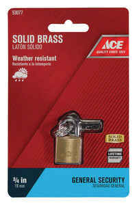 Ace 3/4 in. H X 3/4 in. W X 7/16 in. L Brass Double Locking Padlock