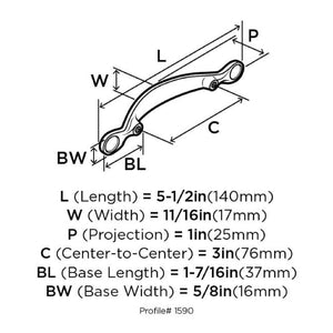 Amerock Inspirations Inspirations Cabinet Pull 3 in. Satin Nickel 1 pk