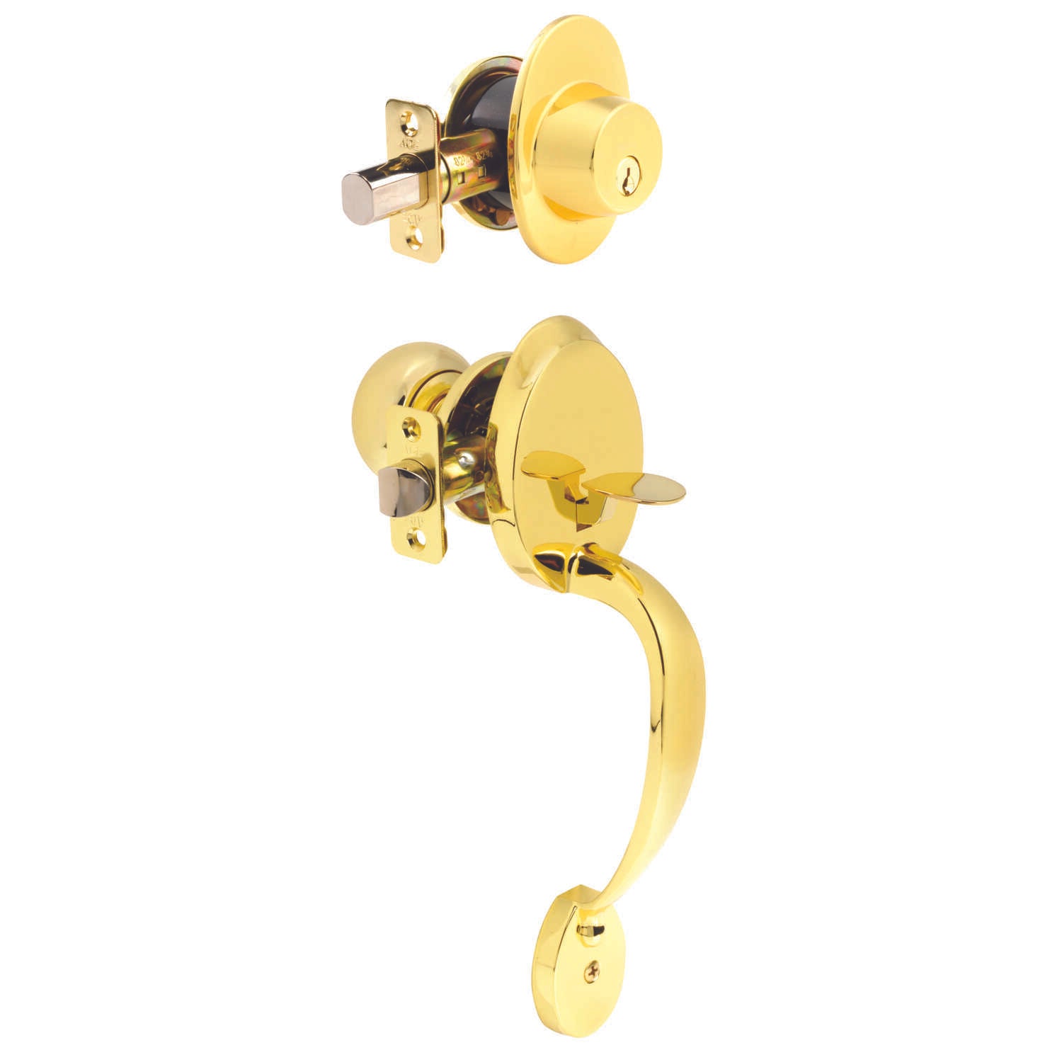 Ace Mayfair Polished Brass Entry Handleset ANSI Grade 2 1-3/4 in. Ace Mayfair Polished Brass Entry Handleset ANSI Grade 2 1-3/4 in.