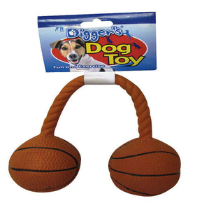 Boss Pet Digger's Orange Latex Twin Basketball Squeaky Dog Toy Medium