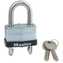 Load image into Gallery viewer, Master Lock 1-3/32 in. H X 1-1/32 in. W X 1-3/4 in. L Laminated Steel Warded Locking Padlock