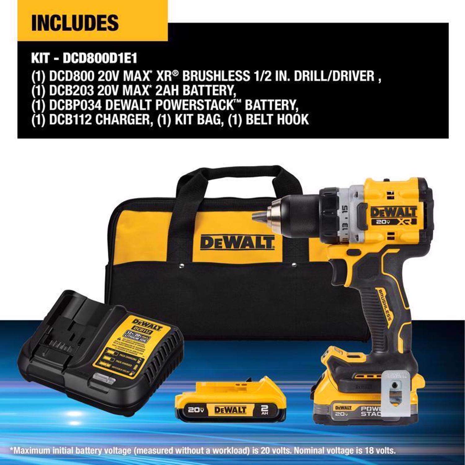 DeWalt 20V MAX XR PowerStack 1/2 Brushless Cordless Drill