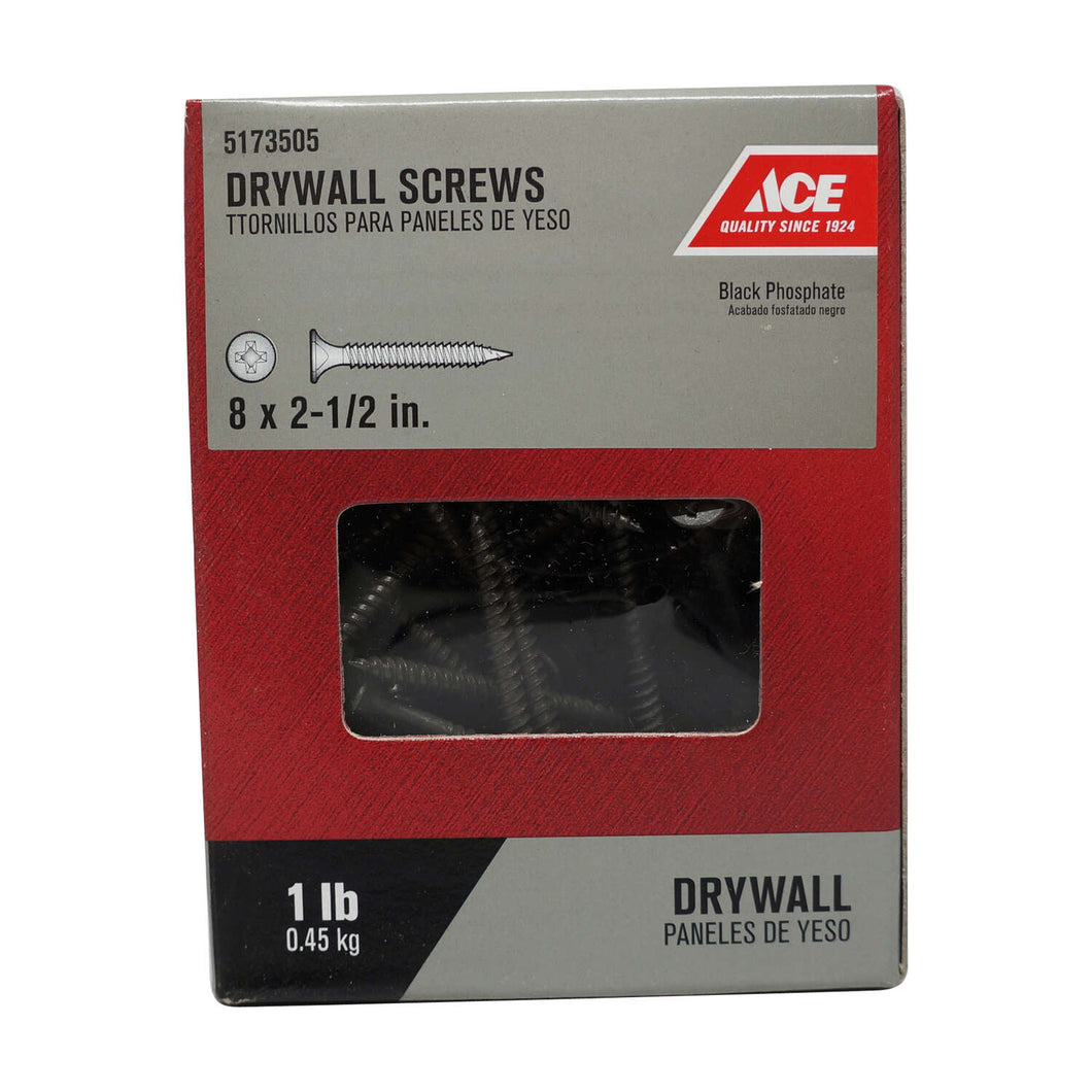 Ace No. 8 wire X 2-1/2 in. L Phillips Drywall Screws 1 lb 112 pk