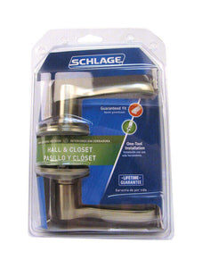 Schlage Flair Satin Nickel Passage Lockset 1-3/4 in.