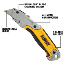 Load image into Gallery viewer, DeWalt 9-1/4 in. Retractable Utility Knife Black/Yellow 1 pk