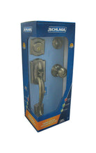 Load image into Gallery viewer, Schlage Camelot, Accent Antique Brass Entry Handleset 1-3/4 in.