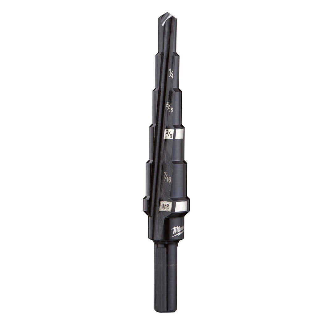 Milwaukee JAM-FREE 3/16 to 1/2 in. X 6 in. L Black Oxide Step Drill Bit 1 pc