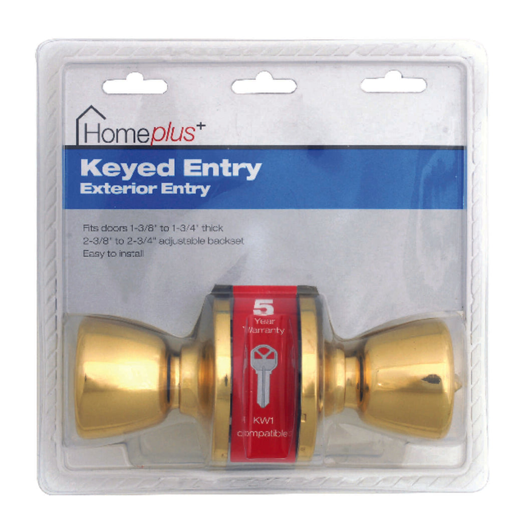 Home Plus Polished Brass Entry Lockset 1-3/4 in.