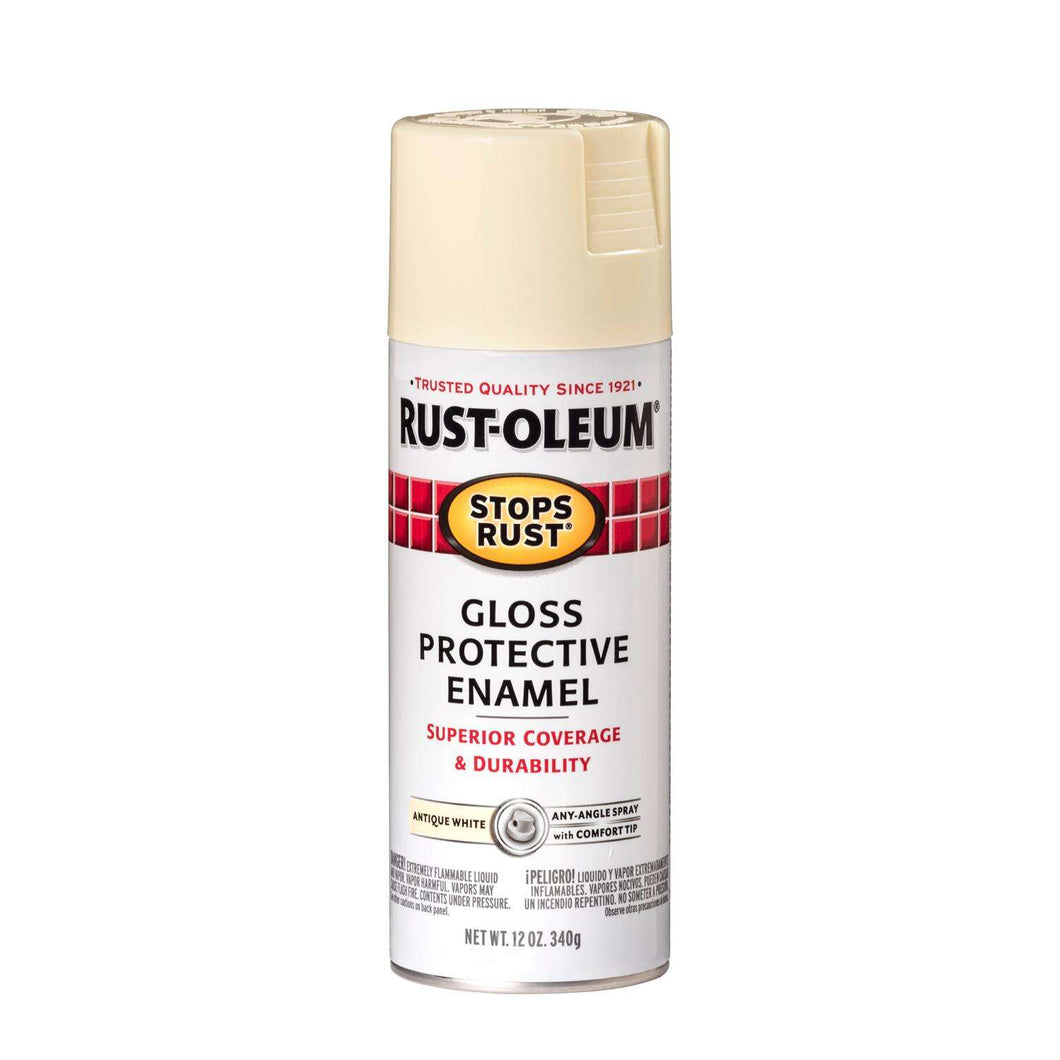 Rust-Oleum Stops Rust Gloss Antique White Spray Paint 12 oz