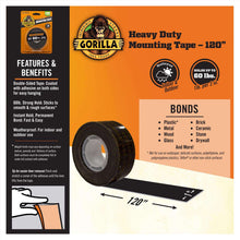 Load image into Gallery viewer, Gorilla Double Sided 1 in. W X 120 in. L Mounting Tape Black