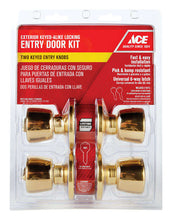 Load image into Gallery viewer, Ace Tulip Polished Brass Entry Door Kit 1-3/4 in.