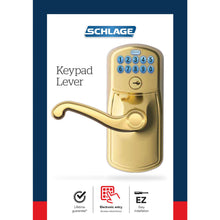 Load image into Gallery viewer, Schlage Bright Brass Steel Electronic Keypad Entry Lock