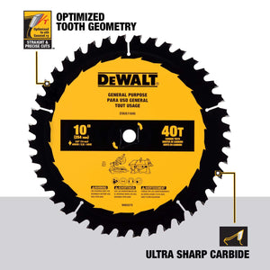 DeWalt 10 in. D X 5/8 in. Carbide Tipped Circular Saw Blade 40/60 teeth 2 pk