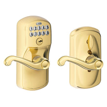 Load image into Gallery viewer, Schlage Bright Brass Steel Electronic Keypad Entry Lock