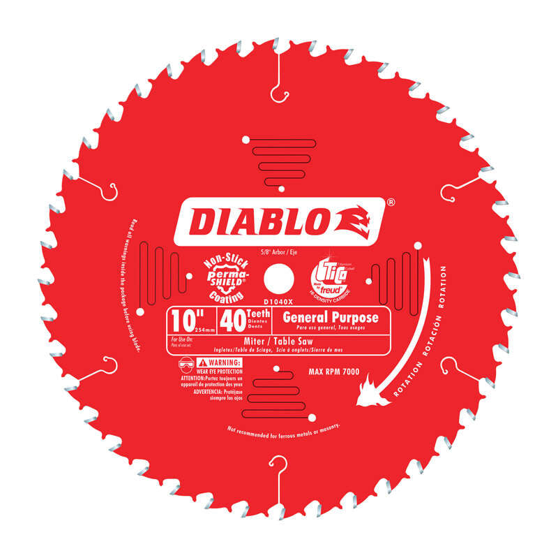 Diablo 10 in. D X 5/8 in. Carbide Circular Saw Blade 40 teeth 1 pk