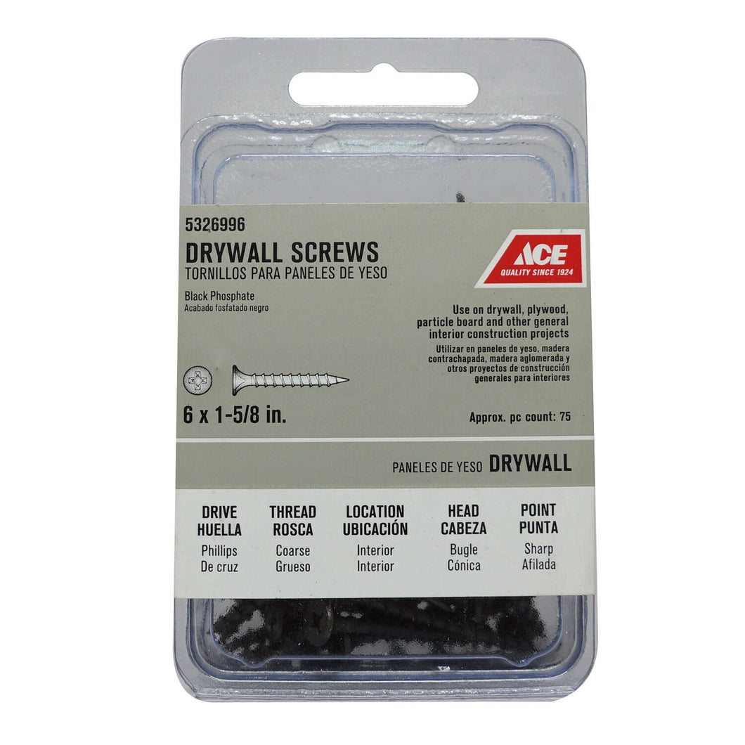 Ace No. 6 wire X 1-5/8 in. L Phillips Drywall Screws 75 pk