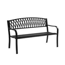 Load image into Gallery viewer, Living Accents Black Cast Iron Grass Back Park Bench 33.46 in. H X 50 in. L X 23.62 in. D