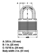 Load image into Gallery viewer, Master Lock 1-7/16 in. H X 13/16 in. W X 2 in. L Steel Ball Bearing Locking Padlock Keyed Alike