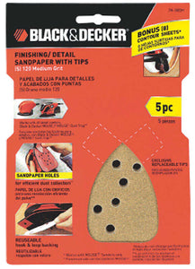 Black+Decker Mega Mouse 6 in. L X 4 in. W 120 Med Grit Aluminum Oxide Sandpaper 5 pk