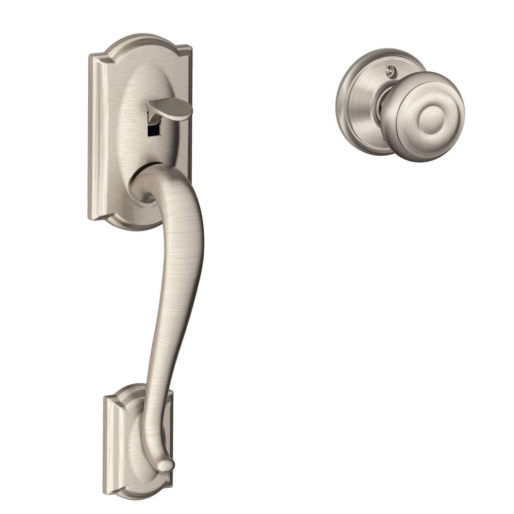 Schlage Camelot Satin Nickel Deadbolt and Entry Door Knob 1.75 in.