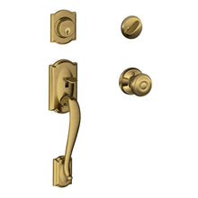 Load image into Gallery viewer, Schlage Camelot, Accent Antique Brass Entry Handleset 1-3/4 in.