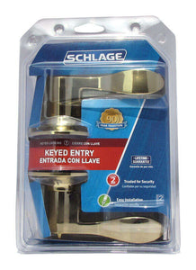 Schlage Accent Bright Brass Entry Lockset 1-3/4 in.