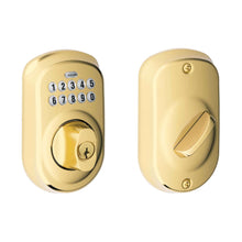 Load image into Gallery viewer, Schlage Bright Brass Steel Electronic Deadbolt