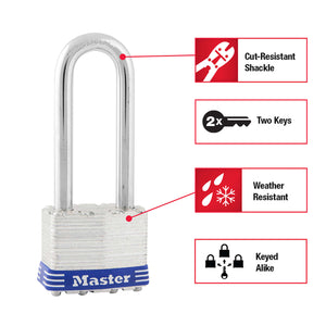 Master Lock 4-11/16 in. H X 1-3/4 in. W Laminated Steel Double Locking Padlock Keyed Alike