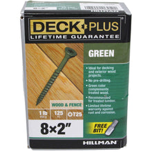 Load image into Gallery viewer, Deck Plus No. 8 X 2 in. L Green Star Flat Head Exterior Deck Screws 1 lb