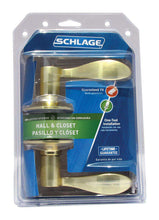 Load image into Gallery viewer, Schlage Accent Bright Brass Passage Lockset 1-3/4 in.