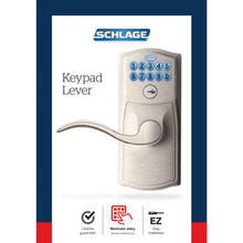 Load image into Gallery viewer, Schlage Satin Nickel Steel Electronic Keypad Entry Lock