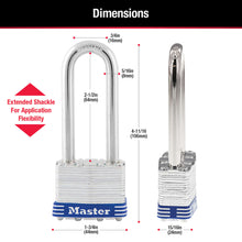 Load image into Gallery viewer, Master Lock 4-11/16 in. H X 1-3/4 in. W Laminated Steel Double Locking Padlock Keyed Alike