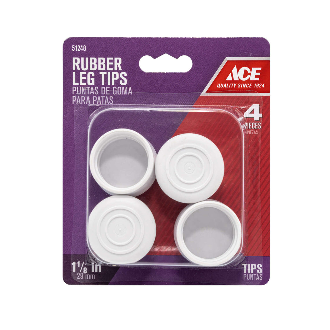 Ace Rubber Leg Tip Off-White Round 1-1/8 in. W 4 pk