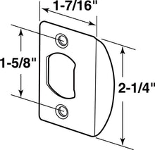 Load image into Gallery viewer, Prime-Line 2.25 in. H X 1-5/8 in. L Brass-Plated Steel Latch Strike Plate
